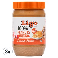 리고 100% 땅콩버터 크리미, 1kg, 3개