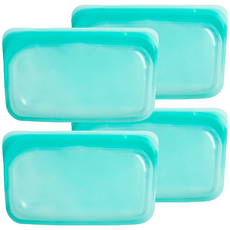 stasher 長形矽膠密封袋 Pinch locTM 專利封口設計 可重複使用 耐高溫, 19.05 x 11.43 x 2.54cm, 4個, 1入