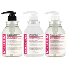 MALCOM 瑪律科姆 洗髮精 520ml 浪漫櫻花香+護髮素 520ml+沐浴露 520ml, 1套