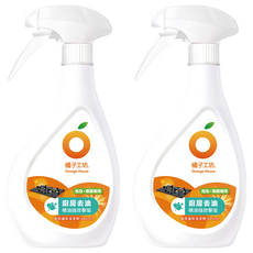 橘子工坊 天然廚房爐具專用清潔劑, 橘油清潔, 無香精, 泡泡/噴霧兩用, 適用瓦斯爐/微波爐/烤爐/電鍋, 480mL, 2瓶
