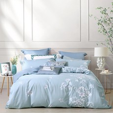 J-bedtime 床寢時光 頂級台灣製萊賽爾天絲兩用被套床包組 swm7616l, 流韻花語, 雙人加大