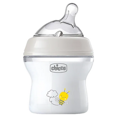 Chicco 天然母感2倍防脹PP奶瓶小單孔, 150mL, 灰色, 1個