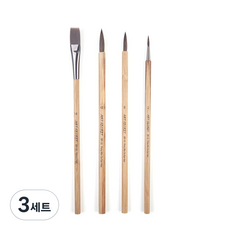 아트시크릿 수채화 모필 브러쉬 4종 세트 BP-10, 3세트, 13.1mm, 6.4mm, 4.57mm, 2.33mm