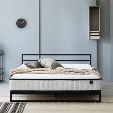 지누스 베이직 하이브리드 스프링 매트리스 + 트리샤 헤드보드 프레임 방문설치, 25cm