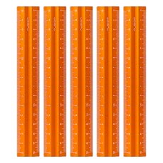 Deli Nusain 鋁製便攜式雙面刻度直尺 15cm, 橘色, 5個