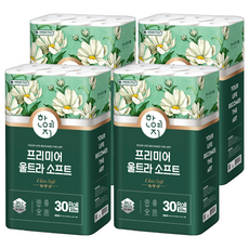 Hanyeji 3層 Premier 超柔軟 天然紙漿 衛生紙 30m, 30捲, 4個