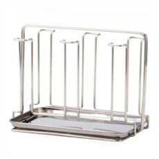 Love It Home 不鏽鋼6格杯架含瀝水盤及矽膠保護套組, 1組, 銀色