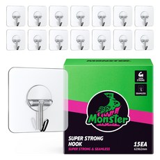 Monster Gel 免鑽孔黏貼式掛鉤 15入, 單一顏色, 1套