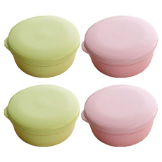 粉彩攜帶式圓形肥皂盒, 2套, 粉紅色 + 綠色