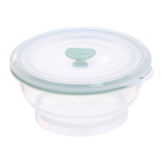 FaSoLa 食品用鉑金矽膠可微波帶氣孔蓋摺疊碗 FA-SH-195D 綠色, 1個, 摺疊碗 + 氣孔蓋