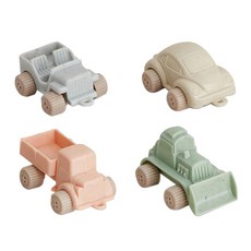 VIKINGTOYS 維京玩具 莫蘭迪巧克力小車隊4件組, 瑞典品牌 原裝進口 專為幼童設計的安全玩具, 顏色隨機, 7cm, 1組