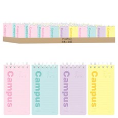 PINKFOOT 粉彩校園記者筆記本 4款x2入 90張, 1組, 粉色+薄荷綠+紫色+黃色