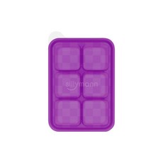 sillymann 鉑金矽膠6格方型製冰盒 WSK801, 紫色, 1個