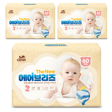 코멧 베이비 에어브리즈 코지핏 기저귀 밴드형 남여공용, 180매, 소형(S)