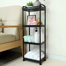 Market Plan 移動式方形層架推車, 4層, 黑色