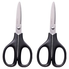 델리 누사인 휴대용 티타늄 코팅 사무용 커브가위, 블랙, 2개