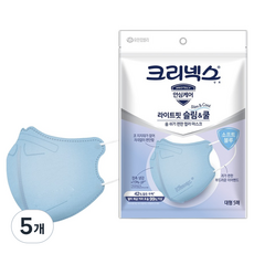 크리넥스 유한킴벌리 라이트핏 쿨마스크 대형, 5개입, 5개, 블루