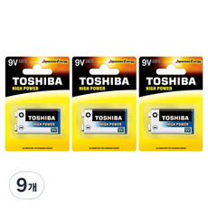 도시바 알카라인 9V 건전지, 1개입, 9개