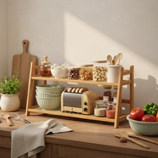 MF商店 歐式風Woodin Soawo多用途實木收納書桌層架, 棕色, 2層