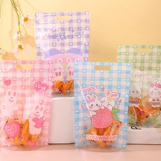 미미파티 감성 귀여운 구디백 손잡이 지퍼백 포장 봉투, 파스텔 토끼, 50개