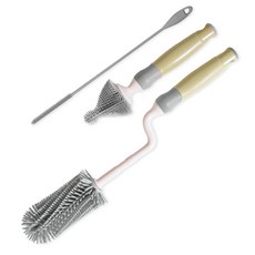 hibee 矽膠旋轉式奶瓶刷+吸管刷組, 1組, 灰色