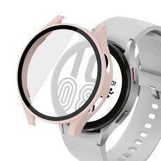 iamdue Galaxy Watch 鋼化玻璃全包覆保護殼 Hybrid, 沙粉色, 1個