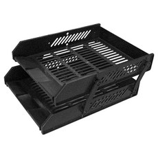 LONG HO 龍和文具 二層公文架 DR 421-BK 33.7 x 26 x 15cm, 黑色, 2層