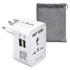 홈플래닛 해외 여행용 멀티 어댑터 USB 2포트 + 파우치 세트, 1세트