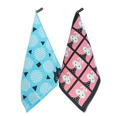 YOU HOUSE 插圖印花萬用布 2入, 1套, 018圈貓天空，隨機發貨