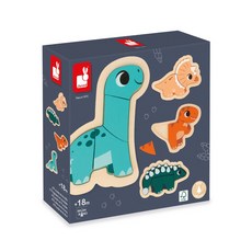 Janod 恐龍夢公園 - 我會拼圖，4款進階拼圖，18個月以上, 1本