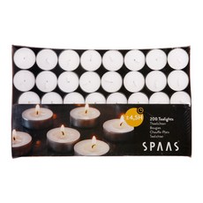SPAAS 可燃燒4/5小時蠟燭, 無香, 200個