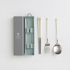 MASI FIRENZE 便攜式靜音餐具組, 奶油白, 湯匙+叉子+筷子+收納盒