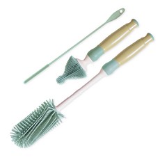 hibee 矽膠直立式奶瓶刷+吸管刷組, 1組, 薄荷綠