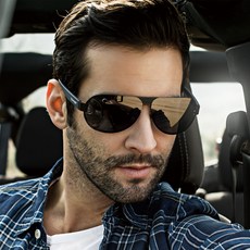 Jeep 高清偏光運動時尚鈦金屬太陽鏡 RJT6250_M3 + Case, 黑色(鏡框)+煙灰色(鏡片)