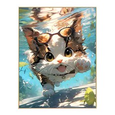 創彩 鑽石畫 ZSD3509, 游泳貓咪, 1個