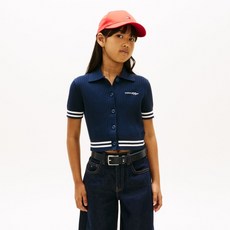 Tommy Hilfiger 兒童條紋羅紋Polo棉質毛衣