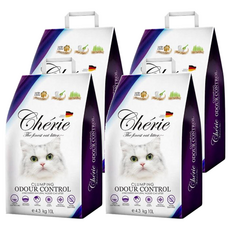 Cherie 法麗 德國凝結杉木砂 100%德國工藝製造 強效結團 可沖馬桶 有效鎖住異味 10L, 天然杉木香, 4.3kg, 4包