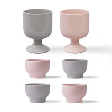 BOWLBOWL 韓國製 보울보울 居家派對燒酒杯 4p + 高腳杯 2p, 菸灰色+藕粉色, 1套