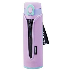 Peacock 日本孔雀 戶外運動 鎖扣式彈蓋不鏽鋼保冷保溫杯 附拉鍊手提杯套 500ml 全瓶可水洗 SUS304材質, 紫色, 1個