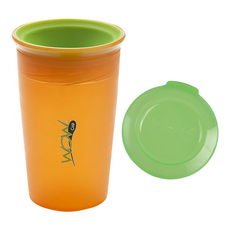 WOW Cup 兒童360度防漏喝水杯 266ml, 橘色, 1個