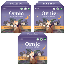 오닉피노 유기농 순면커버 생리대 날개형, 오버나이트, 10개입, 3개