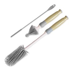 하이비 실리콘 젖병솔 세트 일자형 + 빨대세척솔, 1세트, 그레이