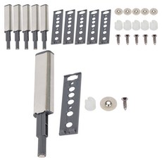 一鍵式碰珠 銀色 2入 + 圓形鐵片 門板用 安裝螺絲, 3套