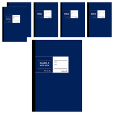 Double A 布膠系列 B5膠裝筆記本, 厚螺紋卡紙封面, 縫線裝訂, 可完全攤平, Doublea紙張, 70 gsm, 40張, 空白內頁, 深藍色, 6本