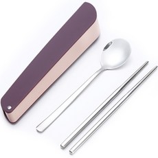 MACH Goyo 纖巧型餐具2件組, 湯匙 + 筷子 + 收納盒, 紫色