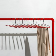 MAWA 防滑衣架 KH1 單層褲架, 紅色, 10個