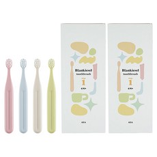 블랑키즐 영유아용 칫솔 세트 1단계, 아이보리 + 라임 + 스카이블루 + 핑크, 4개입, 2세트