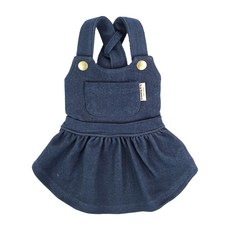 Grooming Dog 寵物口袋吊帶連身裙, 藍色