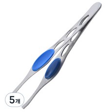 專業藍柄斜型眉夾, 隨機出貨, 5個