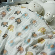 Spazio L Baby 雙層紗布毯, 大象